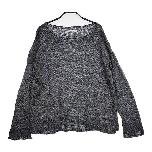 Toujours リネンシルク 長袖 日本製 ボートネック サイズF ニット ネイビー レディース トゥジュー【中古】5-0715M△
