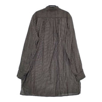Khadi and Co スタンドカラー ストライプ シャツチュニック インド製 コットン プルオーバー ブラウス シャツ グレー レディース カディ アンド コー【中古】5-0730M∞