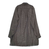 Khadi and Co スタンドカラー ストライプ シャツチュニック インド製 コットン プルオーバー ブラウス シャツ グレー レディース カディ アンド コー【中古】5-0730M∞