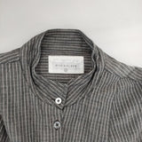 Khadi and Co スタンドカラー ストライプ シャツチュニック インド製 コットン プルオーバー ブラウス シャツ グレー レディース カディ アンド コー【中古】5-0730M∞