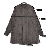 Khadi and Co スタンドカラー ストライプ シャツチュニック インド製 コットン プルオーバー ブラウス シャツ グレー レディース カディ アンド コー【中古】5-0730M∞