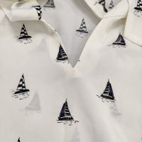 allureville ヨットプリント ボウタイ ノースリーブ サイズ2 ブラウス シャツ ホワイト ブラック レディース アルアバイル【中古】5-0613S♪