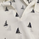 allureville ヨットプリント ボウタイ ノースリーブ サイズ2 ブラウス シャツ ホワイト ブラック レディース アルアバイル【中古】5-0613S♪