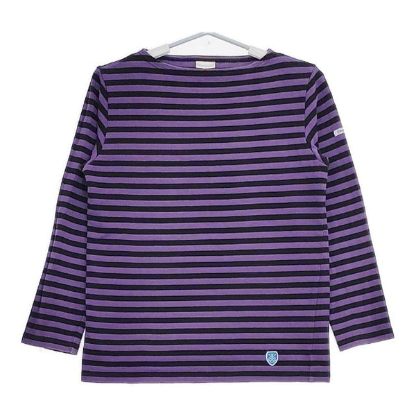 ORCIVAL ボートネック ボーダー 長袖Ｔシャツ カットソー ロンＴ パープル ブラック レディース オーシバル/オーチバル【中古】5-0724M∞