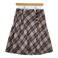 BURBERRY BLUE LABEL ノバチェック 巻き FLF19-515-14 ウール スカート ピンク グレー レディース バーバリーブルーレーベル【中古】5-1002T∞