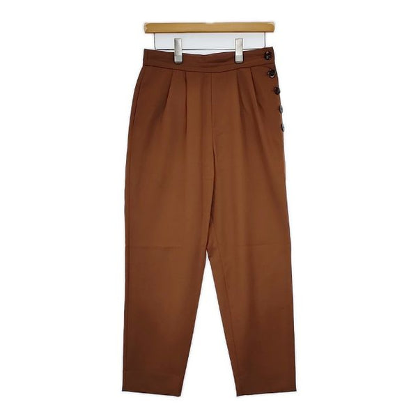 adam et Rope ウール サイドボタン テーパード パンツ ブラウン レディース アダムエロペ【中古】5-1002T∞