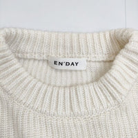 EN'DAY エンディ 切替 ウールナイロン セーター ニット オフホワイト ベージュ グレー レディース【中古】5-0818T∞