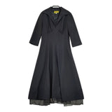 Jocomomola 七分袖 フレアワンピース 裾オーガンジー GJETG-05230 日本製 ワンピース ブラック レディース ホコモモラ【中古】5-0701M△