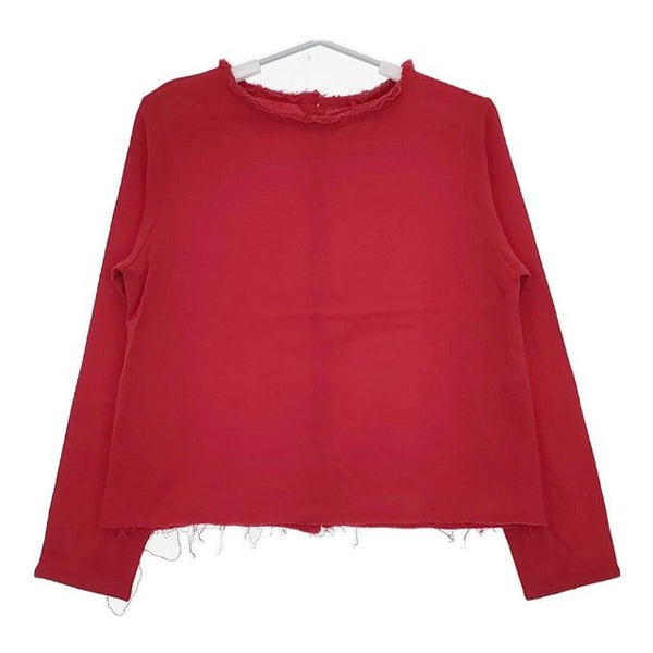 humoresque EA2201 crew neck blouse バックボタン ウール  ブラウス シャツ レッド レディース ユーモレスク【中古】5-0720M∞