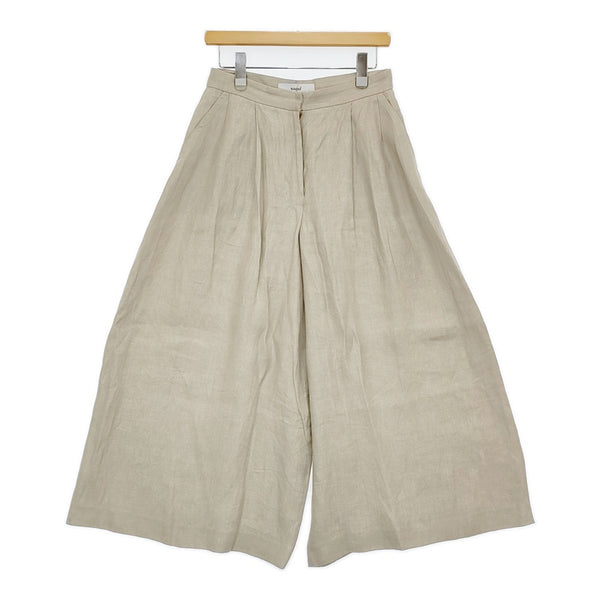 saqui 23SS09 サイズ38 リネン タック ワイド パンツ 23SS ベージュ レディース サキ【中古】5-0613M♪