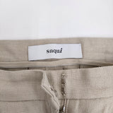saqui 23SS09 サイズ38 リネン タック ワイド パンツ 23SS ベージュ レディース サキ【中古】5-0613M♪