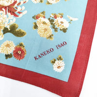 KANEKO ISAO 未使用 花柄 オールド ハンカチ ミズイロ レッド レディース カネコイサオ【中古】5-0918G◎