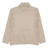 bulle de savon レース ハイネック コットン 長袖Ｔシャツ カットソー ロンＴ ベージュ レディース ビュルデサボン【中古】5-0720M∞