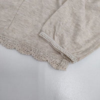 bulle de savon レース ハイネック コットン 長袖Ｔシャツ カットソー ロンＴ ベージュ レディース ビュルデサボン【中古】5-0720M∞
