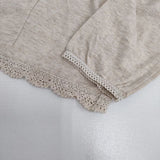 bulle de savon レース ハイネック コットン 長袖Ｔシャツ カットソー ロンＴ ベージュ レディース ビュルデサボン【中古】5-0720M∞