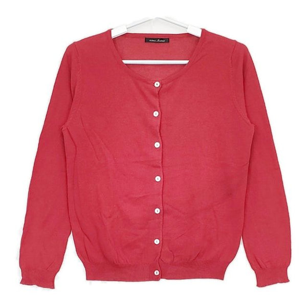 aimer le mieux コットンニット カーディガン レッド レディース エメルミュー【中古】5-0720M∞