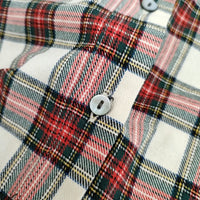 mizuiro-ind フリル カットオフ チェック コットン ブラウス シャツ ベージュ レッド レディース ミズイロインド【中古】5-0724M∞