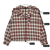 mizuiro-ind フリル カットオフ チェック コットン ブラウス シャツ ベージュ レッド レディース ミズイロインド【中古】5-0724M∞