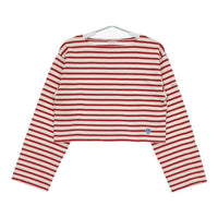 ORCIVAL ショート丈 ボーダー 長袖Ｔシャツ カットソー ロンＴ オフホワイト レッド レディース オーシバル/オーチバル【中古】5-0724M∞