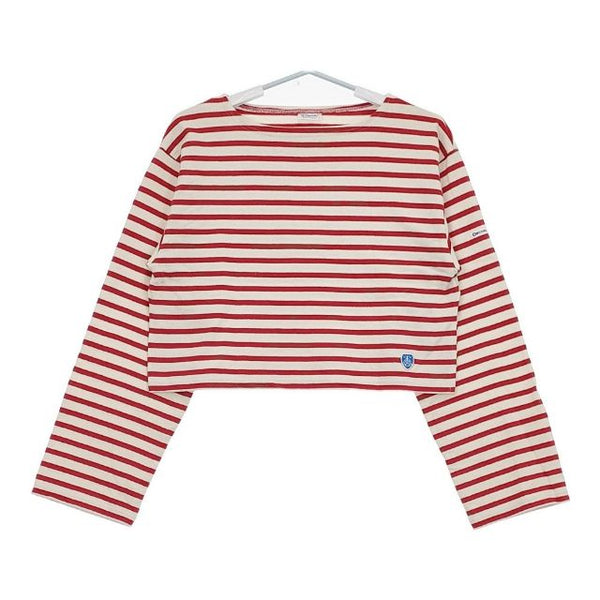 ORCIVAL ショート丈 ボーダー 長袖Ｔシャツ カットソー ロンＴ オフホワイト レッド レディース オーシバル/オーチバル【中古】5-0724M∞