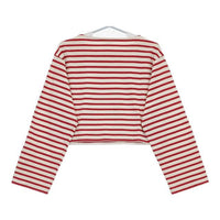 ORCIVAL ショート丈 ボーダー 長袖Ｔシャツ カットソー ロンＴ オフホワイト レッド レディース オーシバル/オーチバル【中古】5-0724M∞