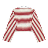 ORCIVAL ショート丈 ボーダー 長袖Ｔシャツ カットソー ロンＴ オフホワイト レッド レディース オーシバル/オーチバル【中古】5-0724M∞