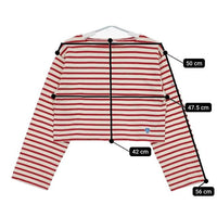 ORCIVAL ショート丈 ボーダー 長袖Ｔシャツ カットソー ロンＴ オフホワイト レッド レディース オーシバル/オーチバル【中古】5-0724M∞