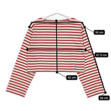 ORCIVAL ショート丈 ボーダー 長袖Ｔシャツ カットソー ロンＴ オフホワイト レッド レディース オーシバル/オーチバル【中古】5-0724M∞