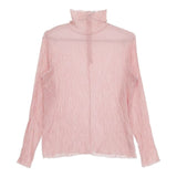 yuni ハイネック ストライプ 長袖Ｔシャツ カットソー ロンＴ レッド ホワイト レディース ユニ【中古】5-0724M∞