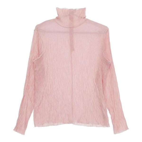 yuni ハイネック ストライプ 長袖Ｔシャツ カットソー ロンＴ レッド ホワイト レディース ユニ【中古】5-0724M∞