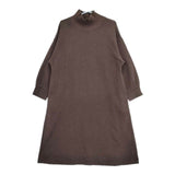 Conges payes ヘリンボーン B0134RUA212 ハイネック コットンストレッチ ワンピース ブラウン レディース コンジェ ペイエ【中古】5-0724M∞