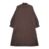 Conges payes ヘリンボーン B0134RUA212 ハイネック コットンストレッチ ワンピース ブラウン レディース コンジェ ペイエ【中古】5-0724M∞