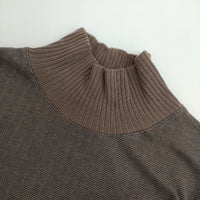Conges payes ヘリンボーン B0134RUA212 ハイネック コットンストレッチ ワンピース ブラウン レディース コンジェ ペイエ【中古】5-0724M∞