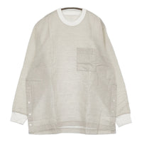 BRU NA BOINNE 新品 ボーダーシャツロンT2号 L 定価28600円 長袖Ｔシャツ カットソー ベージュ グレー メンズ ブルーナボイン【中古】5-0610M♪