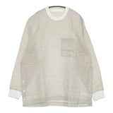 BRU NA BOINNE 新品 ボーダーシャツロンT2号 L 定価28600円 長袖Ｔシャツ カットソー ベージュ グレー メンズ ブルーナボイン【中古】5-0610M♪