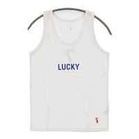 grown in the sun LUCKY 7 サイズP 刺繍 タンクトップ ホワイト レディース グローンインザサン【中古】5-0610S♪