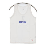 grown in the sun LUCKY 7 サイズP 刺繍 タンクトップ ホワイト レディース グローンインザサン【中古】5-0610S♪