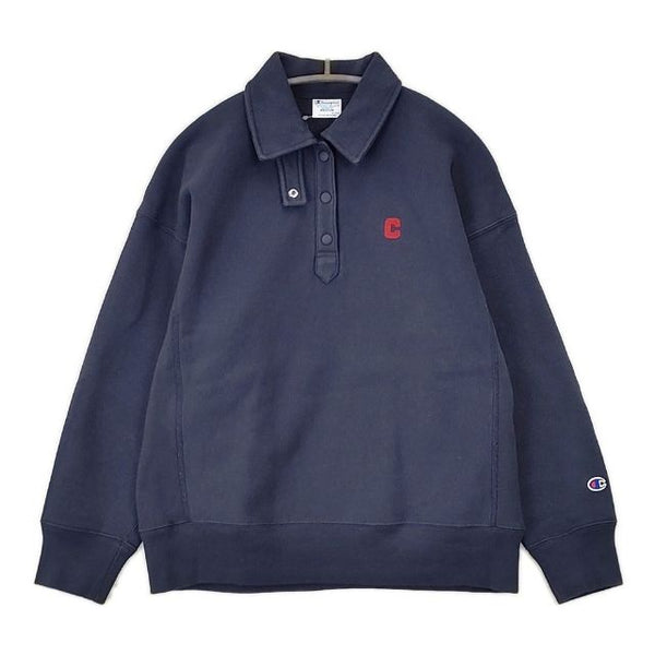 Champion リバースウィーブ ハーフスナップスウェットシャツ 定価12980円 サイズM 裏起毛 スウェット 24FW ネイビー レディース チャンピオン【中古】5-1002T∞