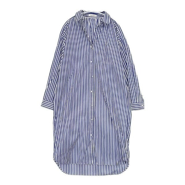 Spick and Span パールボタン ストライプシャツワンピ コットン ワンピース ブルー ホワイト レディース スピックアンドスパン【中古】5-0712M∞