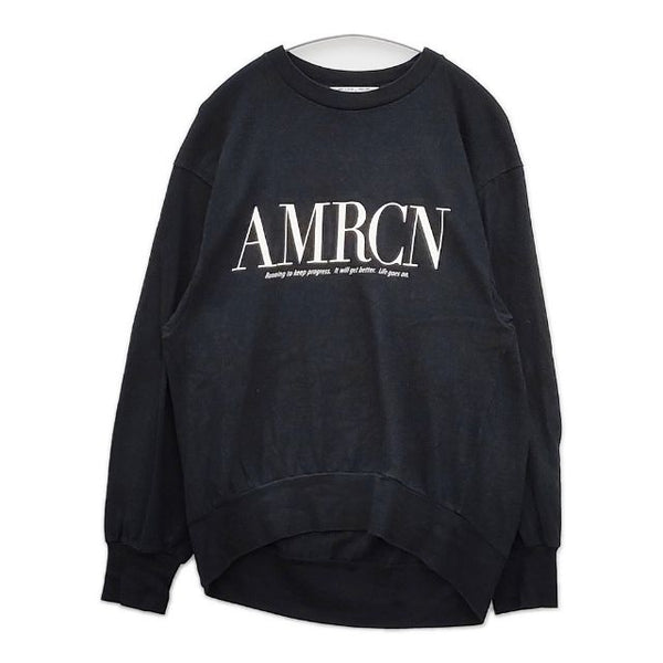 AMERICANA プリント リブ付き 長袖Ｔシャツ カットソー ロンＴ ブラック レディース アメリカーナ【中古】5-0712M∞