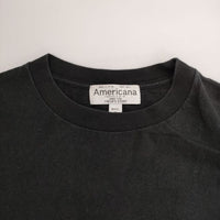AMERICANA プリント リブ付き 長袖Ｔシャツ カットソー ロンＴ ブラック レディース アメリカーナ【中古】5-0712M∞