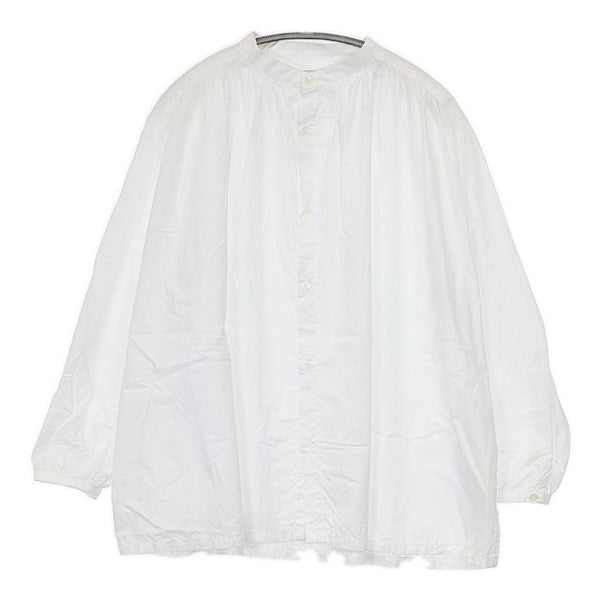 ICHI バンドカラー ギャザー sm191017 長袖 コットン ブラウス シャツ ホワイト レディース イチ【中古】5-0712M∞