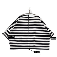 Traditional Weatherwear ビッグマリンボートネックTシャツ ボーダー 黒 白 レディース トラディショナルウェザーウェア【中古】5-0613S♪