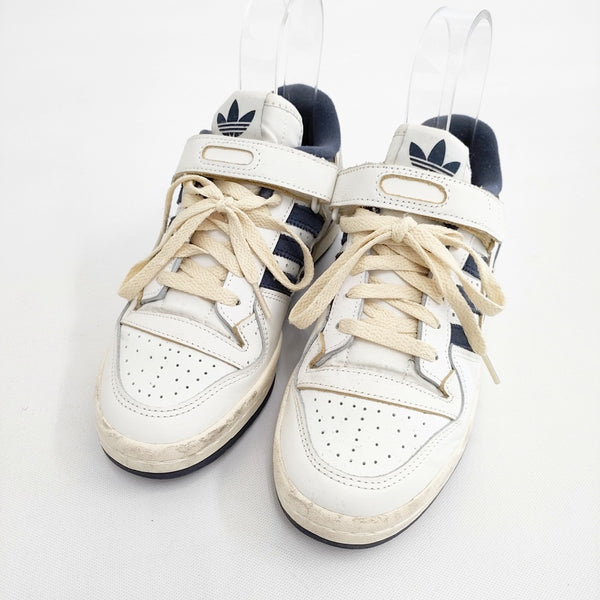 adidas FORUM 84 LOW 定価16500円 サイズ23.5cm Off White Shadow Navy スニーカー ホワイト ネイビー レディース アディダス【中古】5-0908G◎