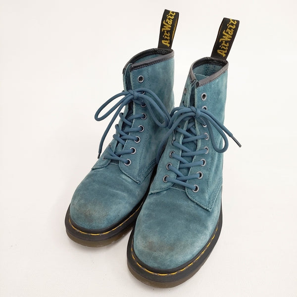 Dr.Martens 8ホール 1460 SUEDE 8 EYE 21466456 LAKE BLUE UK6 ブーツ ブルーグリーン レディース ドクターマーチン【中古】5-0908G◎