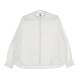 FILUM 袖シャーリング 比翼ボタン コットン ブラウス シャツ ホワイト レディース フィルム【中古】5-0724M∞