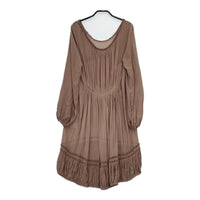 ZUCCa プリーツ ZU73FH119 シアー シルクシフォン 長袖 サイズM ワンピース ブラウン レディース ズッカ【中古】5-0701M△