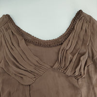 ZUCCa プリーツ ZU73FH119 シアー シルクシフォン 長袖 サイズM ワンピース ブラウン レディース ズッカ【中古】5-0701M△