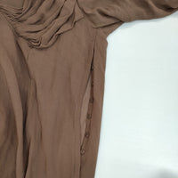 ZUCCa プリーツ ZU73FH119 シアー シルクシフォン 長袖 サイズM ワンピース ブラウン レディース ズッカ【中古】5-0701M△