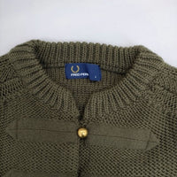 FRED PERRY ナポレオン ウールアクリルニット カーディガン カーキ レディース フレッドペリー【中古】5-1002T∞